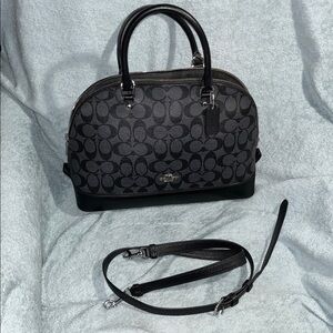 Coach Black and Gray Signature Satchel